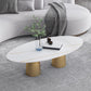 Glam 15.7"Tall Iron 2 Legs Oval Slate Table Top Coffee Table Clearhalo 'Coffee & Accent Tables' 'Coffee Tables' 'coffee_tables' 'furn' 'furn_coffee_tables' 'Furniture' 'Living Room Furniture' 6411351