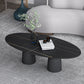 Glam 15.7"Tall Iron 2 Legs Oval Slate Table Top Coffee Table Clearhalo 'Coffee & Accent Tables' 'Coffee Tables' 'coffee_tables' 'furn' 'furn_coffee_tables' 'Furniture' 'Living Room Furniture' 6411356