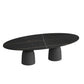 Glam 15.7"Tall Iron 2 Legs Oval Slate Table Top Coffee Table Black Black Clearhalo 'Coffee & Accent Tables' 'Coffee Tables' 'coffee_tables' 'furn' 'furn_coffee_tables' 'Furniture' 'Living Room Furniture' 6411359