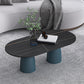 Glam 15.7"Tall Iron 2 Legs Oval Slate Table Top Coffee Table Clearhalo 'Coffee & Accent Tables' 'Coffee Tables' 'coffee_tables' 'furn' 'furn_coffee_tables' 'Furniture' 'Living Room Furniture' 6411364