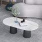 Glam 15.7"Tall Iron 2 Legs Oval Slate Table Top Coffee Table Clearhalo 'Coffee & Accent Tables' 'Coffee Tables' 'coffee_tables' 'furn' 'furn_coffee_tables' 'Furniture' 'Living Room Furniture' 6411365