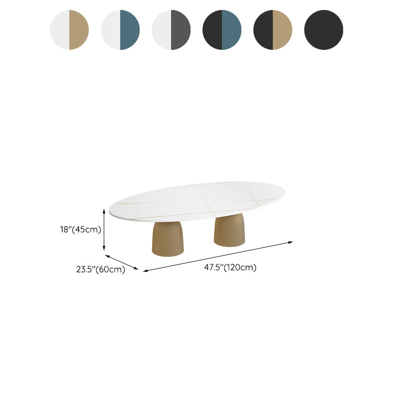 Glam 15.7"Tall Iron 2 Legs Oval Slate Table Top Coffee Table Clearhalo 'Coffee & Accent Tables' 'Coffee Tables' 'coffee_tables' 'furn' 'furn_coffee_tables' 'Furniture' 'Living Room Furniture' 6411366