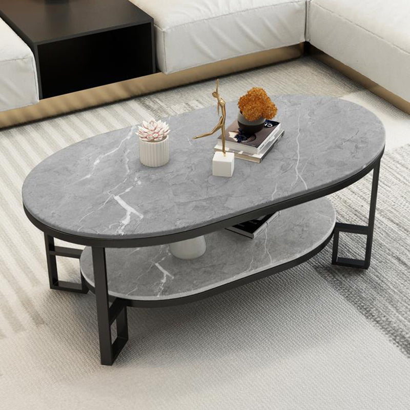 Table basse rectangulaire en ardoise, table basse abstraite avec étagère