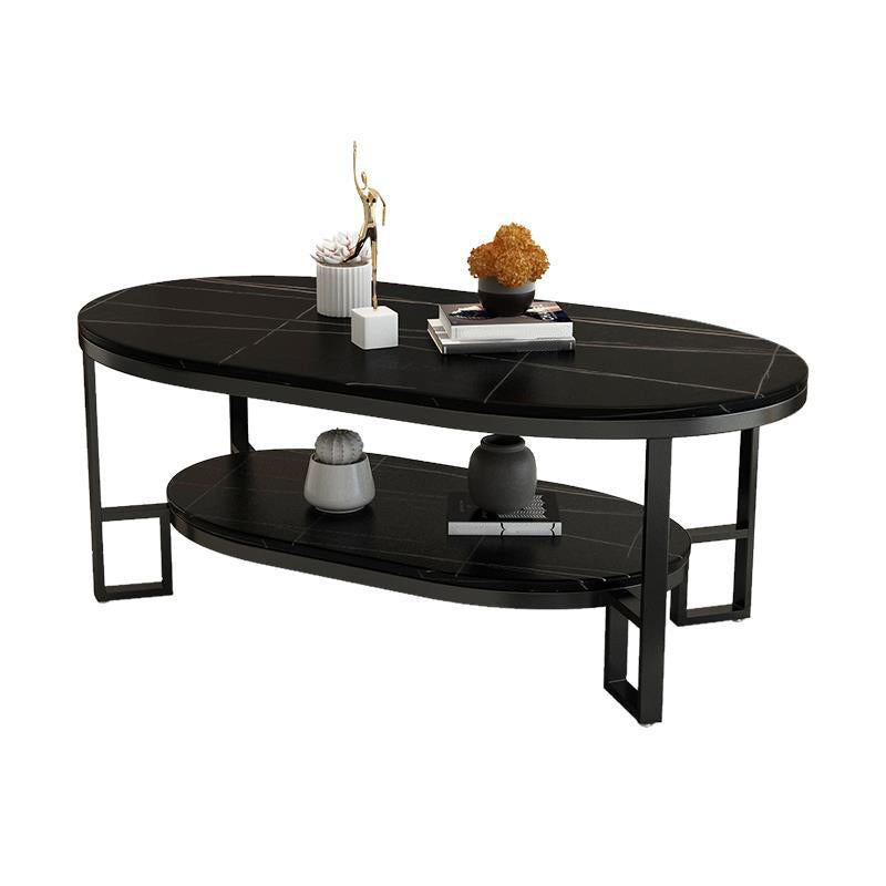 Table basse rectangulaire en ardoise, table basse abstraite avec étagère