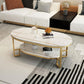 Table basse rectangulaire en ardoise, table basse abstraite avec étagère