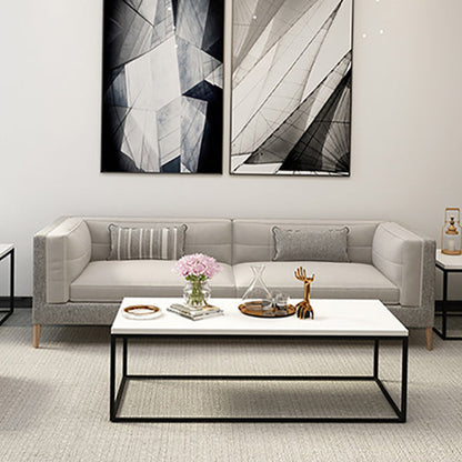 Rectangle Wooden Coffee Table Metal Frame Base Cocktail Table