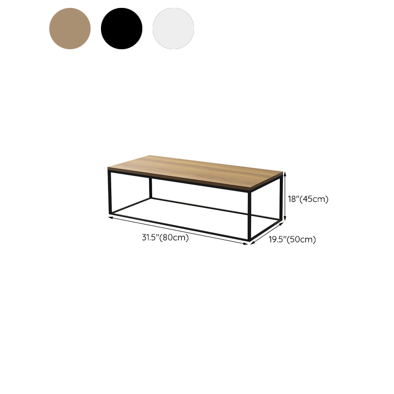 Rectangle Wooden Coffee Table Metal Frame Base Cocktail Table