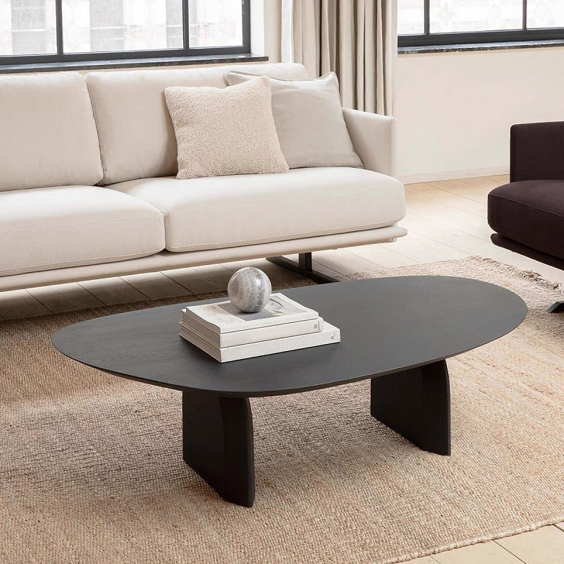 15" H Wood Irregular Cocktail Table Nordic Sled 1 Single Coffee Table Black Clearhalo 'Coffee & Accent Tables' 'Coffee Tables' 'coffee_tables' 'furn' 'furn_coffee_tables' 'Furniture' 'Living Room Furniture' 6411406