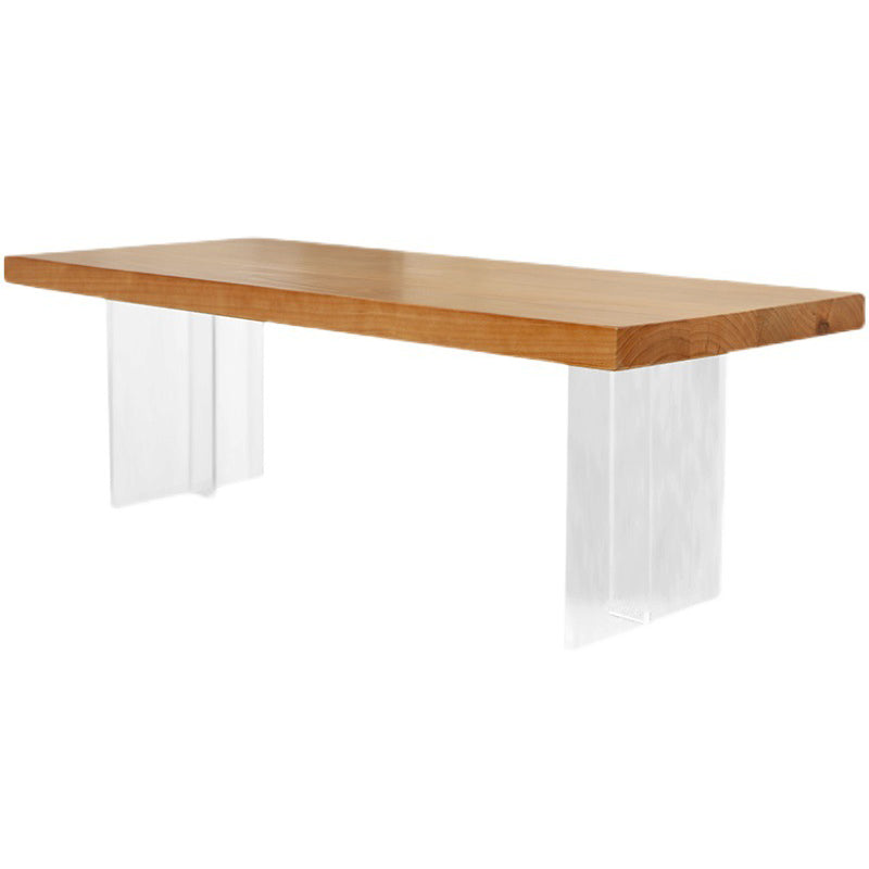 Scandinavian Solid Wood Rectangle Top Coffee Table Acrylic Sled Cocktail Table Clearhalo 'Coffee & Accent Tables' 'Coffee Tables' 'coffee_tables' 'furn' 'furn_coffee_tables' 'Furniture' 'Living Room Furniture' 6411418
