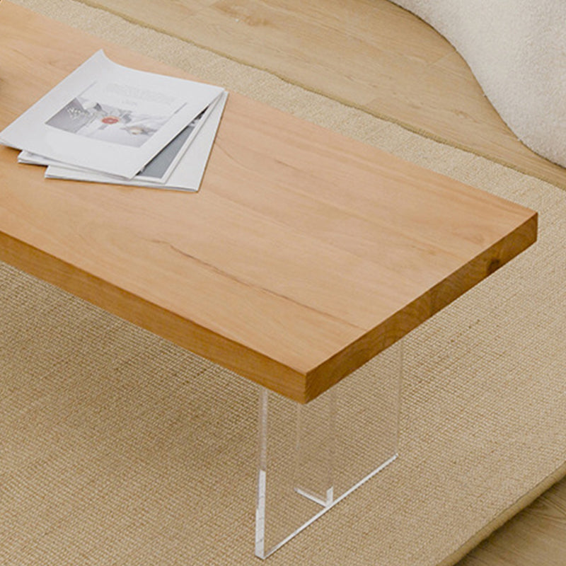 Scandinavian Solid Wood Rectangle Top Coffee Table Acrylic Sled Cocktail Table Clearhalo 'Coffee & Accent Tables' 'Coffee Tables' 'coffee_tables' 'furn' 'furn_coffee_tables' 'Furniture' 'Living Room Furniture' 6411422