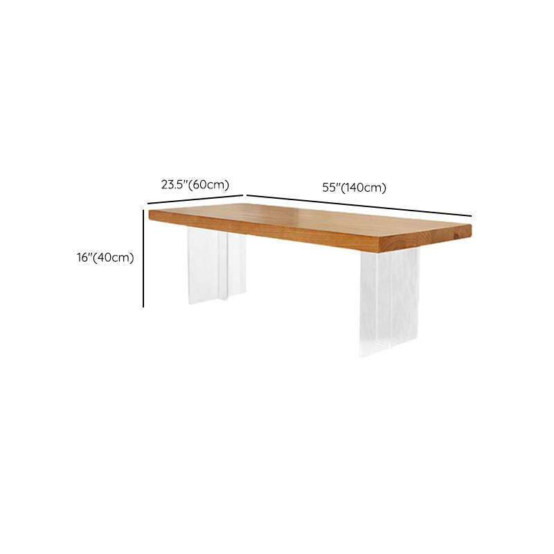 Scandinavian Solid Wood Rectangle Top Coffee Table Acrylic Sled Cocktail Table Clearhalo 'Coffee & Accent Tables' 'Coffee Tables' 'coffee_tables' 'furn' 'furn_coffee_tables' 'Furniture' 'Living Room Furniture' 6411425