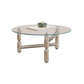 Modern Round Glass Coffee Table Stainless Steel 3 Legs Cocktail Table