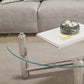 Modern Round Glass Coffee Table Stainless Steel 3 Legs Cocktail Table