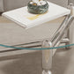Modern Round Glass Coffee Table Stainless Steel 3 Legs Cocktail Table