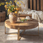 Distressed Wood & Iron Coffee Table French Country Style 1 Single Cocktail Table 32.3"L x 32.3"W x 13"H Clearhalo 'Coffee & Accent Tables' 'Coffee Tables' 'coffee_tables' 'furn' 'furn_coffee_tables' 'Furniture' 'Living Room Furniture' 6411468