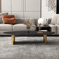 Oval Slate Coffee Table Glam 2 Legs Coffee Cocktail Table, 15.74" High Clearhalo 'Coffee & Accent Tables' 'Coffee Tables' 'coffee_tables' 'furn' 'furn_coffee_tables' 'Furniture' 'Living Room Furniture' 6411481