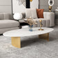 Oval Slate Coffee Table Glam 2 Legs Coffee Cocktail Table, 15.74" High Clearhalo 'Coffee & Accent Tables' 'Coffee Tables' 'coffee_tables' 'furn' 'furn_coffee_tables' 'Furniture' 'Living Room Furniture' 6411484