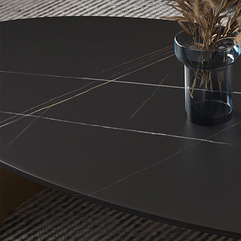 Oval Slate Coffee Table Glam 2 Legs Coffee Cocktail Table, 15.74" High Clearhalo 'Coffee & Accent Tables' 'Coffee Tables' 'coffee_tables' 'furn' 'furn_coffee_tables' 'Furniture' 'Living Room Furniture' 6411486