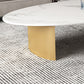 Oval Slate Coffee Table Glam 2 Legs Coffee Cocktail Table, 15.74" High Clearhalo 'Coffee & Accent Tables' 'Coffee Tables' 'coffee_tables' 'furn' 'furn_coffee_tables' 'Furniture' 'Living Room Furniture' 6411489