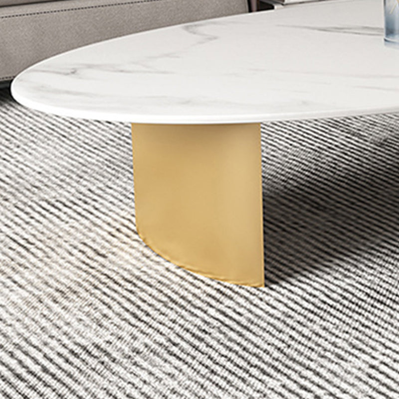 Oval Slate Coffee Table Glam 2 Legs Coffee Cocktail Table, 15.74" High Clearhalo 'Coffee & Accent Tables' 'Coffee Tables' 'coffee_tables' 'furn' 'furn_coffee_tables' 'Furniture' 'Living Room Furniture' 6411489