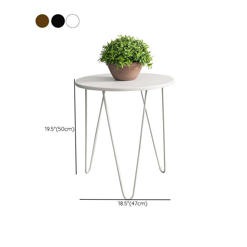 金属3脚エンドテーブル付きのソリッドウッドラウンドトップサイドエンドテーブル