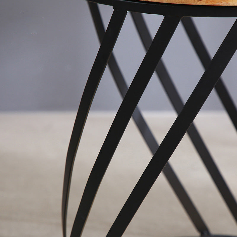 Drum End Table with Storage Solid Wood Round Top and Metal Base Clearhalo 'Coffee & Accent Tables' 'End & Side Tables' 'end_side_tables' 'furn' 'furn_end_side_tables' 'Furniture' 'Living Room Furniture' 6411576