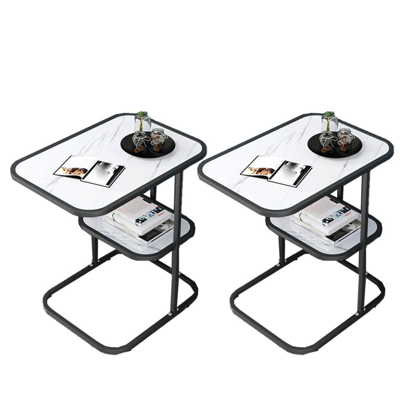 Modern Metal C Side Table Rectangular Top Side Table with Shelf Black White 2 Clearhalo 'Coffee & Accent Tables' 'End & Side Tables' 'end_side_tables' 'furn' 'furn_end_side_tables' 'Furniture' 'Living Room Furniture' 6411597