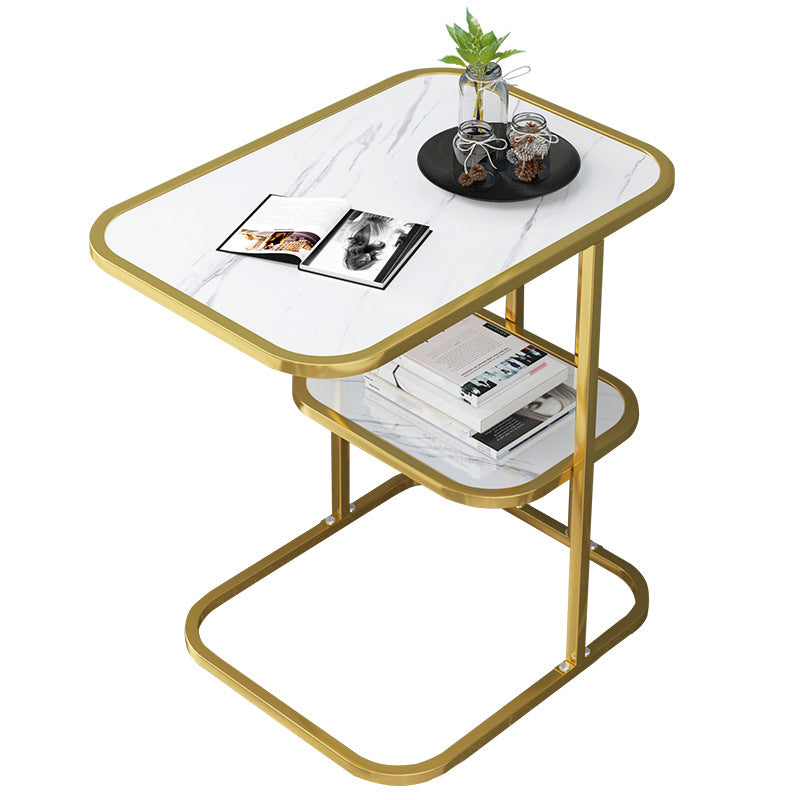Modern Metal C Side Table Rectangular Top Side Table with Shelf Clearhalo 'Coffee & Accent Tables' 'End & Side Tables' 'end_side_tables' 'furn' 'furn_end_side_tables' 'Furniture' 'Living Room Furniture' 6411603