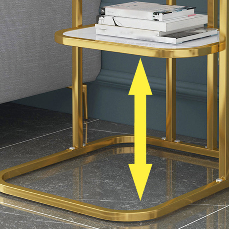 Modern Metal C Side Table Rectangular Top Side Table with Shelf Clearhalo 'Coffee & Accent Tables' 'End & Side Tables' 'end_side_tables' 'furn' 'furn_end_side_tables' 'Furniture' 'Living Room Furniture' 6411607