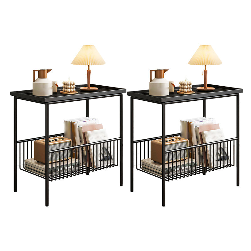 Tavolo laterale superiore del vassoio rettangolare Iron Iron 4 gambe Tavolino con archiviazione