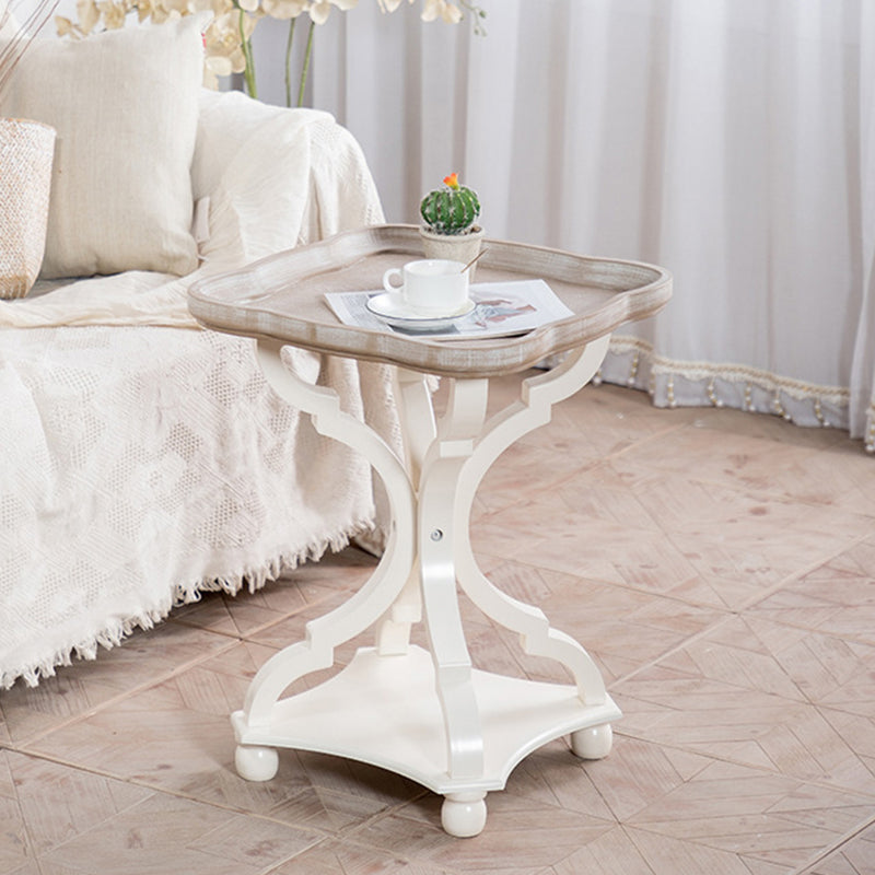 フランスのカントリースタイルのサイドテーブル白の悩みのある木材サイドテーブル