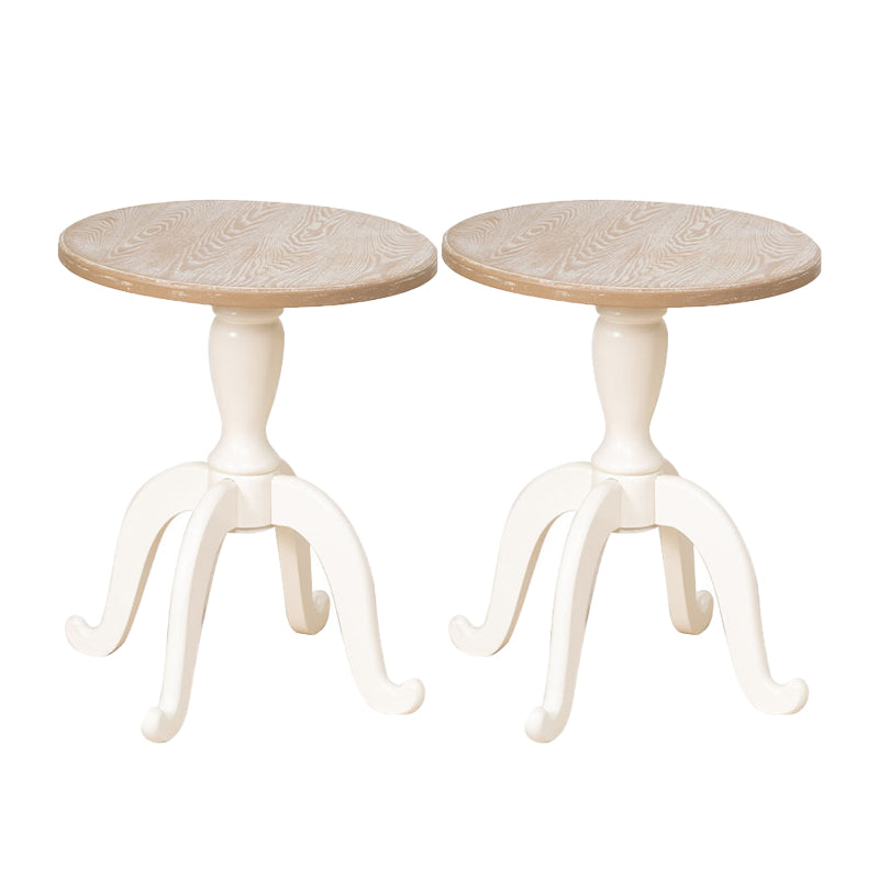 フランスのカントリースタイルのサイドテーブル白の悩みのある木材サイドテーブル