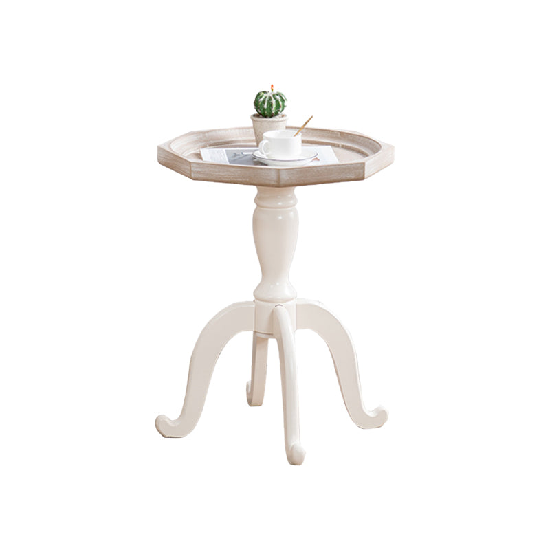 フランスのカントリースタイルのサイドテーブル白の悩みのある木材サイドテーブル