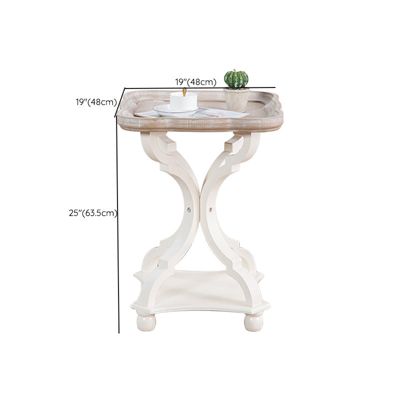 フランスのカントリースタイルのサイドテーブル白の悩みのある木材サイドテーブル