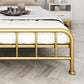 Contemporary Spindle Slat Bed Metal Open-Frame Bed with Custom Gold Legs