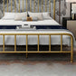 Modern Slat Bed Spindle Metal Open-Frame Bed with Custom Gold Legs
