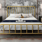 Modern Slat Bed Spindle Metal Open-Frame Bed with Custom Gold Legs