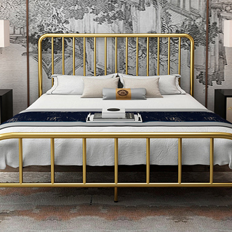Modern Slat Bed Spindle Metal Open-Frame Bed with Custom Gold Legs