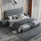 Lit en panneau moderne en mousse gris lit standard avec tête de lit rembourrée