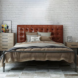 Upholstered Headboard Open-Frame Bed Metal and Upholstered Bed Frame with Metal Legs