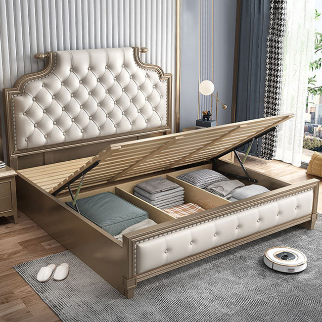 Contemporary Standard Bed Solid Wood Bed Frame with Upholstered Headboard Lift Up Storage Single Bed Clearhalo 'Bedroom Furniture' 'Beds' 'furn' 'furn_beds' 'Furniture' 6411796