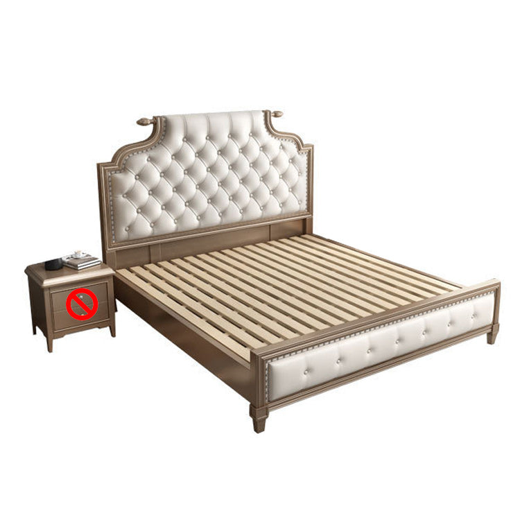 Contemporary Standard Bed Solid Wood Bed Frame with Upholstered Headboard Clearhalo 'Bedroom Furniture' 'Beds' 'furn' 'furn_beds' 'Furniture' 6411797