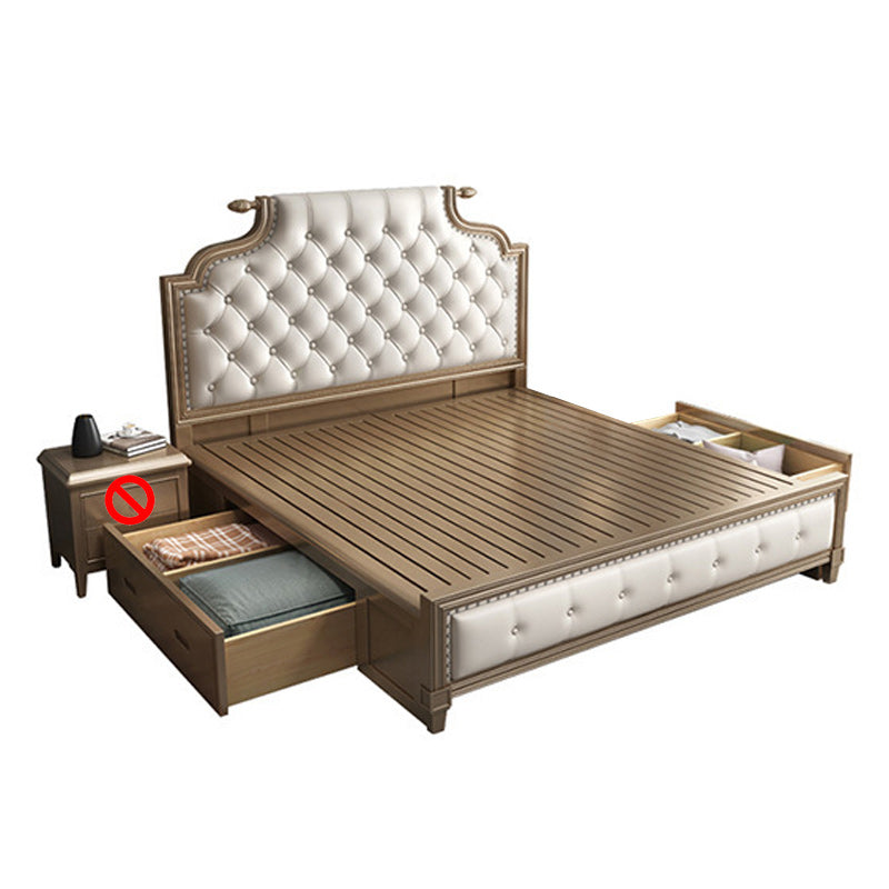 Contemporary Standard Bed Solid Wood Bed Frame with Upholstered Headboard Clearhalo 'Bedroom Furniture' 'Beds' 'furn' 'furn_beds' 'Furniture' 6411798