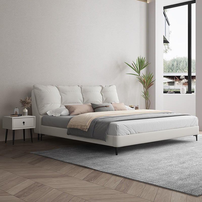 カスタムゴールドレッグ付きの白いモダン標準ベッドフォームベッドフレーム