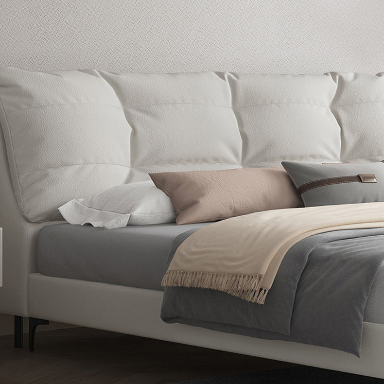 カスタムゴールドレッグ付きの白いモダン標準ベッドフォームベッドフレーム