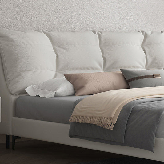 White Modern Standard Bed Foam Bed Frame with Custom Gold Legs