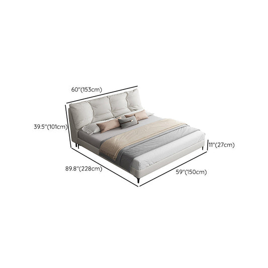 White Modern Standard Bed Foam Bed Frame with Custom Gold Legs