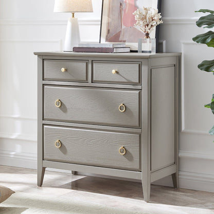 32.67" Tall 4 - Drawer Accent Chest Solid Wood Grey/Brown Chest