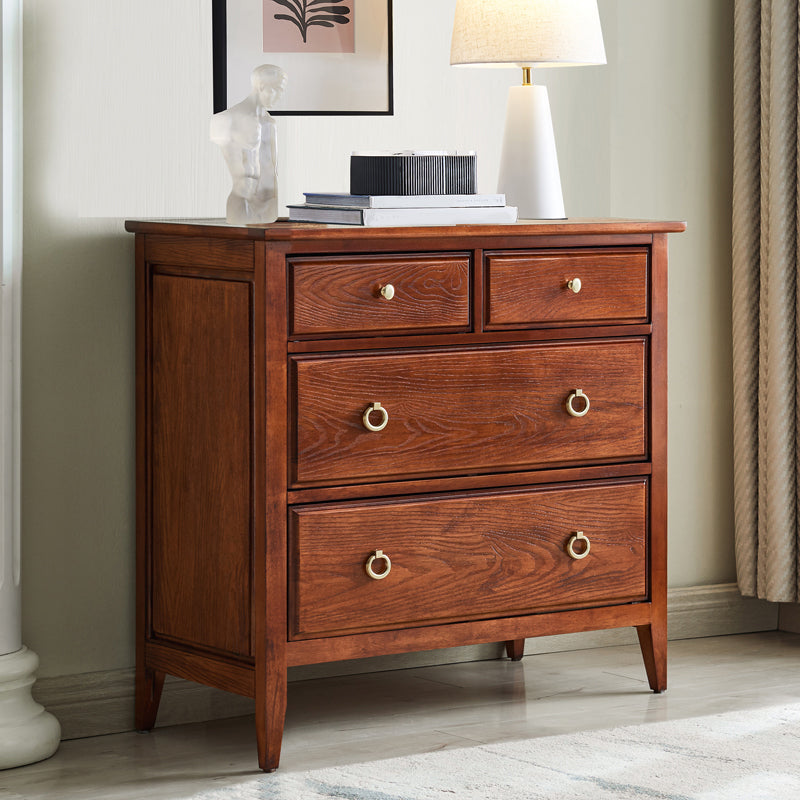 32.67" Tall 4 - Drawer Accent Chest Solid Wood Grey/Brown Chest