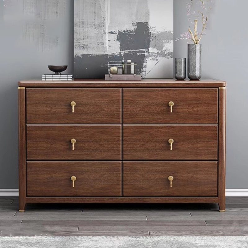 Torace di accento marrone rettangolare petto in legno di gomma con cassetti di stoccaggio